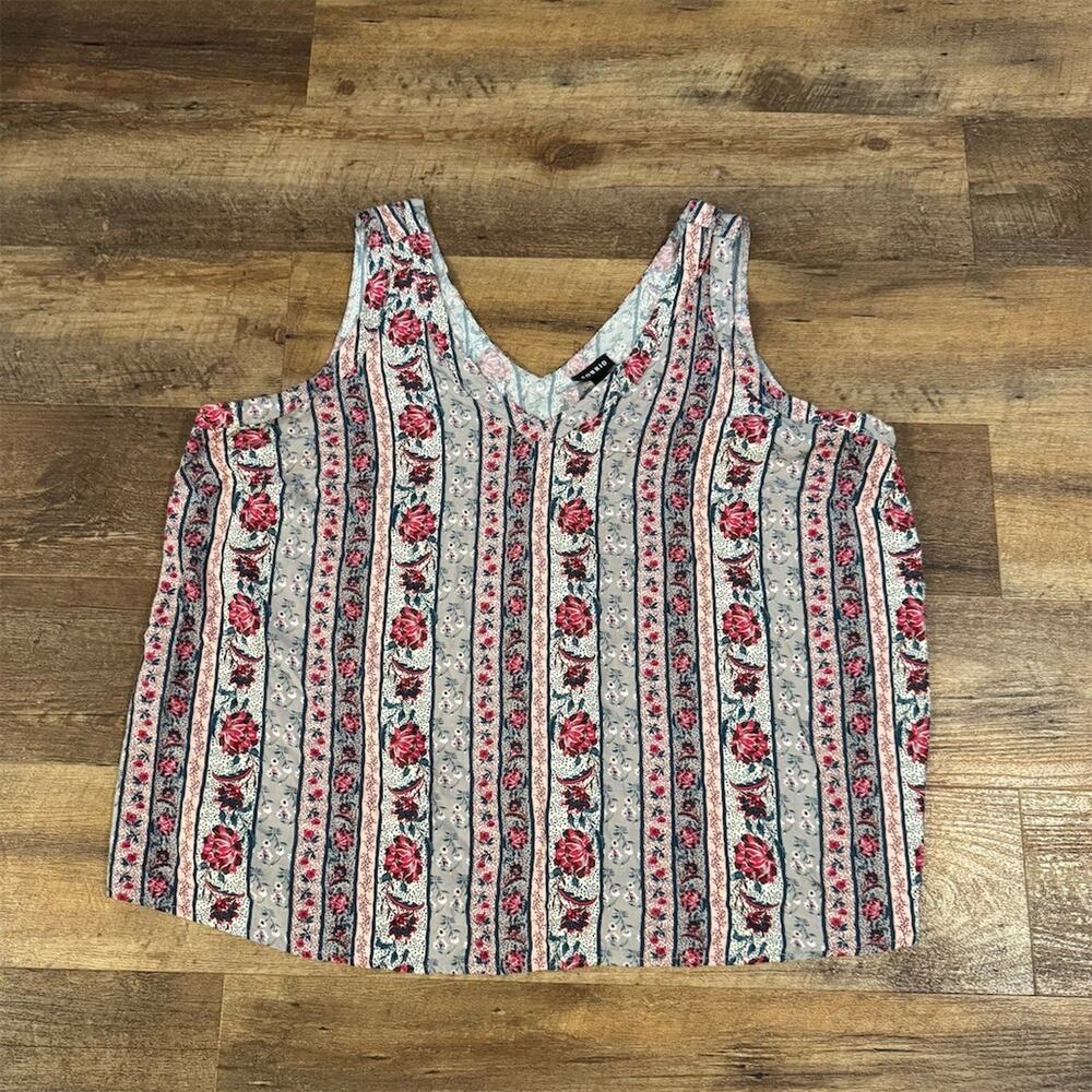 Torrid Tank Top 2X Floral Stripe V-Neck Festival Boho Feminine Cottage Fairy